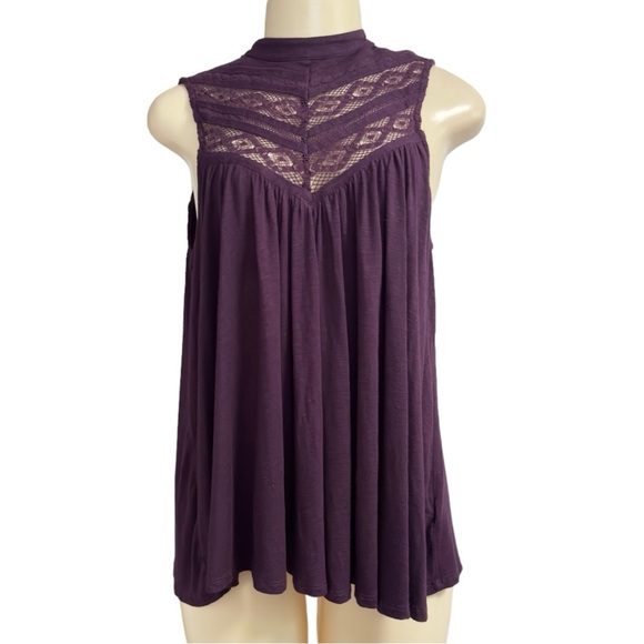 Anthropologie‎ Deletta Plum Purple Lace Detail Tank Top Blouse - Picture 5 of 10